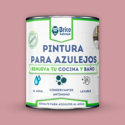 Immagine di BRICOSALVAJE Vernice per piastrelle da cucina e bagno all&#039;acqua satinata, senza primer, lavabile, elevata durezza (rosa polverato, 750 ML)