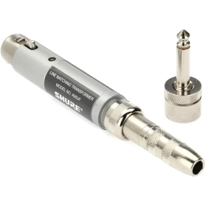 Immagine di Shure A95Uf Transformer, Low Z, Femmina Xlr A High Z Mc1M Connettore Con Accoppiamento Da 1 4 Pollici Presa Telefonica Jack