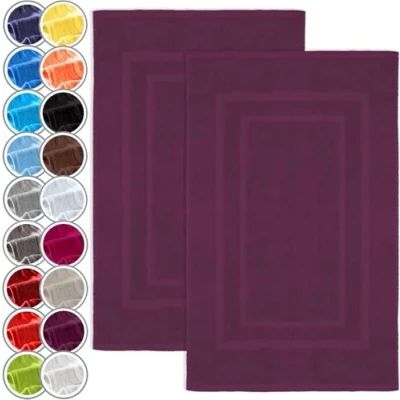Immagine di NatureMark Confezione da 2 tappetini bagno e doccia, in 100% cotone, 50 x 80 cm, di colore Viola