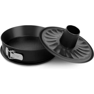 Immagine di FORMEGOLOSE™, tortiera apribile 2 fondi, 26 cm, con speciale fondo salvagoccia, realizzata in acciaio doppio strato antiaderente, colore nero