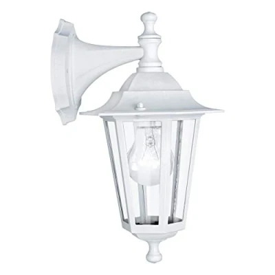 Immagine di Eglo Laterna 5 lampada da parete per esterni, a 1 luce in fusione di alluminio e vetro, colore: bianco, attacco: E27, IP44