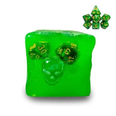 Immagine di Power Beast Dungeon Cubo Gelatinoso di Sapone con Set 7 Dadi all&#039;interno Dungeons and Dragons, Poliedrici, D&amp;D, Master, DND, D&amp;D 5e, Giochi Ruolo.