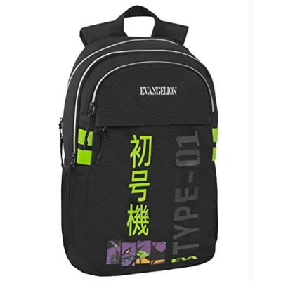 Immagine di COMIX Linea ANIME, Zaino da Viaggio / Porta PC Evangelion per Bambini e Ragazzi, in Poliestere, Spallacci Imbottiti Regolabili, Due Scomparti, Retro Imbottito, Chiusure A Zip, 32x43Hx23cm