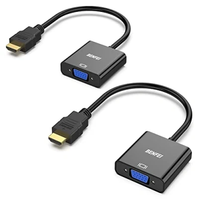 Immagine di BENFEI Adattatore HDMI a VGA 2 Confezioni, Unidirezionale Computer Monitor, Placcato in Oro per Desktop Laptop PC Monitor proiettore HDTV Chromebook Raspberry Pi Roku Xbox