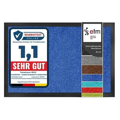 Immagine di etm Tappeto Ingresso Casa Zerbino Asciugapassi per Interno ed Esterno Entrata Assorbente in Vari Colori Blu 60x90 cm