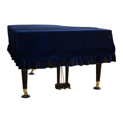 Immagine di Cover protettiva per pianoforte a coda in velluto dorato, morbido classico universale coda, protegge da polvere e graffi