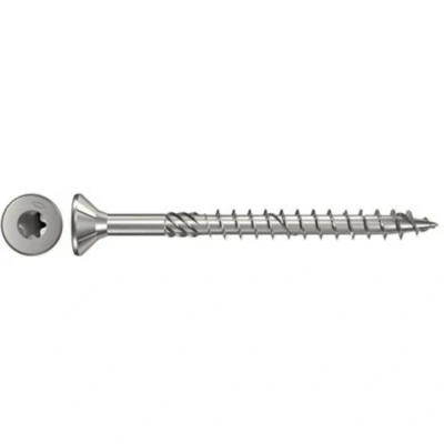 Immagine di Fischer 657129 Vite da legno 6 mm 140 Interno Esagonale rotondo, multidentato, TX, Torx, Impronta T Acciaio inox V2A resistente alla corrosione 100