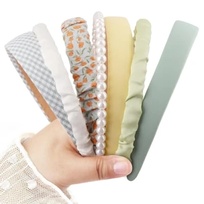 Immagine di DRESHOW Fasce per Capelli da Donna Diversi Modelli Fascia con Perle e Fiori, Imbottite Donna, Accessori Vintage Ragazze