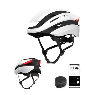 Immagine di Lumos Ultra Smart Helmet Casco da bicicletta Luci LED anteriori e posteriori Indicatori di direzione dei freni Bluetooth collegato Adulti (Bianco, M L)