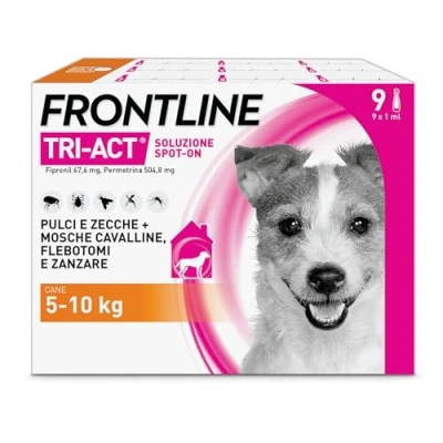 Immagine di FRONTLINE Triact, 9 Pipette, Cane S (5 10 kg), Antiparassitario per Cani e Cuccioli di Lunga Durata, Protegge il da Pulci, Zecche, Zanzare, Pappataci Leishmaniosi, Antipulci Pipette