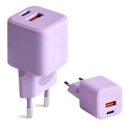 Immagine di FOREVER COLORUM Caricatore USB C A 30W Lavanda Funzione di Caricabatterie Rapido e Tecnologia Power Delivery Presa con Custodia Resistene al Fuoco GaN