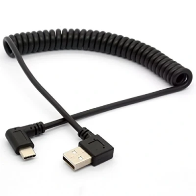 Immagine di OpenII cavo USB tipo C a spirale, di prolunga 2.0 ad angolo 90 gradi, adattatore (USB sinistra)