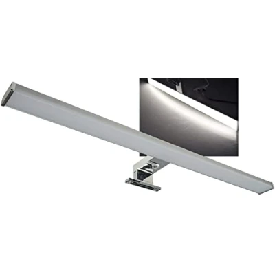 Immagine di ChiliTec Lampada a LED per specchio da 60 cm, IP44, 12 Watt, 960 lumen, montaggio parete e incasso, armadio, bagno, effetto alluminio, bianco neutro
