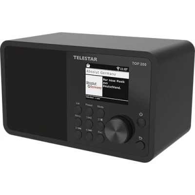 Immagine di TELESTAR TOP 200 DAB+/Internet Radio (mono, 10 Watt, funzione di trasmissione/ricezione Bluetooth, registrazione USB, sistema allarme emergenza, controllo app) nero