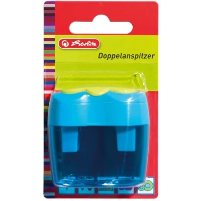 Immagine di Herlitz Serie Fancy 1 Temperamatite, Ergonomico con Contenitore, Temperino Doppio, Per Matite, Pastelli Jumbo e Triangolari, Colori Variabili, Prodotto in Germania