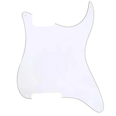 Immagine di Musiclily 4 Fori Battipenna Strat Pickguard Materiale Senza per Pick Up Chitarra Elettrica Style Custom, 3 strati Bianco