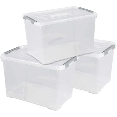 Immagine di Curver 240682 Scatola in plastica HANDY chiusa, impilabile (L x A P) 400 390 600 mm Trasparente 3 pz.