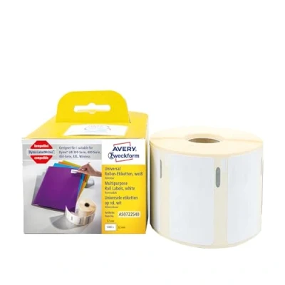 Immagine di Avery Zweckform AS0722540 Rotolo di etichette 57 x 32 mm Carta Bianco 1000 pz. Staccabile Etichetta universale