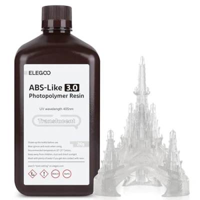 Immagine di ELEGOO Resina ABS Like 3.0, LCD UV Rapida Alta Precisione, Non Brittle, Migliorata Forza e Durezza per LCD/DLP Stampante 3D Fotopolimerica, Traslucido 2000G
