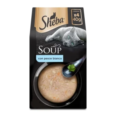 Immagine di Sheba Soup Pesce Bianco: 10 Confezioni da 4 Bustine x 40 g