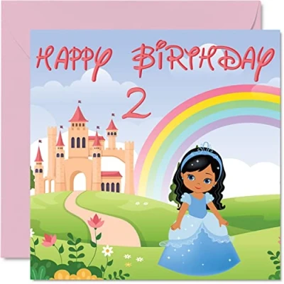 Immagine di Stuff4 biglietto di auguri per il 2 compleanno ragazza, castello della principessa, anni, figlia, nipote, bambini, 145 x mm
