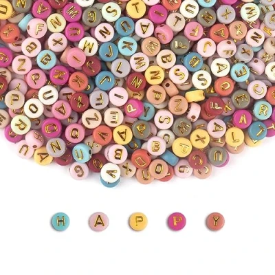 Immagine di perline A forma di lettera Z, 4 colorate da infilare, rotonde in acrilico per braccialetti, gioielli, fai te, artigianato, collane, ornamenti, ciondoli, accessori (Style 1)