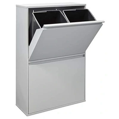 Immagine di Arregui Basic CR602 B Pattumiera Differenziata 4 Scomparti 4x 17L (68L) Contenitore in Acciaio da Interno Mobile per Raccolta Cestino Spazzatura Cucina e Ufficio Grigio