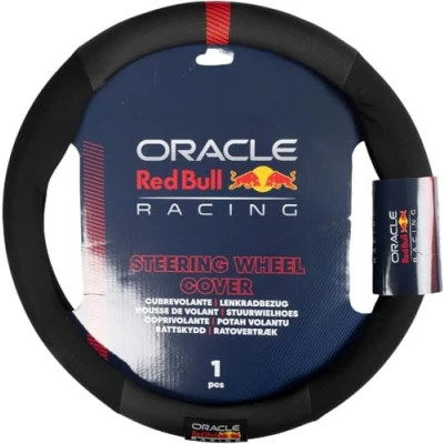 Immagine di Red Bull Coprivolante Antiscivolo Powerbar Nero/Rosso per auto 100% PU Materiale Facile Installazione Resistente e Universale Diametro 38 cm