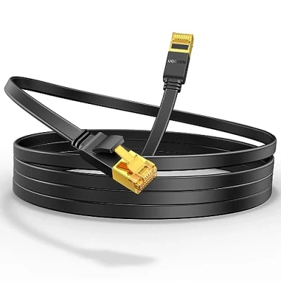 Immagine di UGREEN Cavo Ethernet Cat 7 Piatto Lan ad Alta Velocità 10 Gbps RJ45 per Gaming PS4 PS5 Router Modem TV Box Compatibile con 5 6 6a, 15 Metri