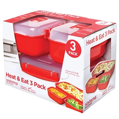 Immagine di Sistema 2703 Confezione 3 Contenitori Polipropilene Microwave, Rosso