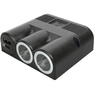 Immagine di ProCar Distributore a tre ingressi, struttura con USB Power C/A presa doppia 12 o 24 V/DC