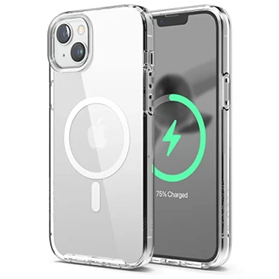 Immagine di elago Cover Magnetica Trasparente Ibrida Custodia Compatibile con iPhone 14 Plus Case (6.7&quot;), MagSafe, PC + TPU, Protezione di Cadute Grado Militare USA, Ingiallimento Ridotto