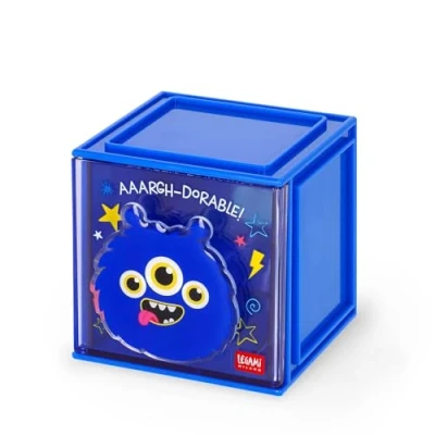 Immagine di Legami Box Componibile da Scrivania Cutie Cubes, Tema Monster, Organiser Scrivania, Portaoggetti, Foglio di Adesivi incluso, Impilabile, Multifunzionale, in ABS, 90 x 100 cm