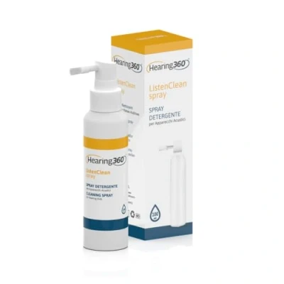 Immagine di Spray Detergente Disinfettante per apparecchi Acustici, AirPods e cuffiette bluetooth con Spazzolino integrato Igienizza disinfetta i tuoi acustici in profondità sicurezza (30 ml)