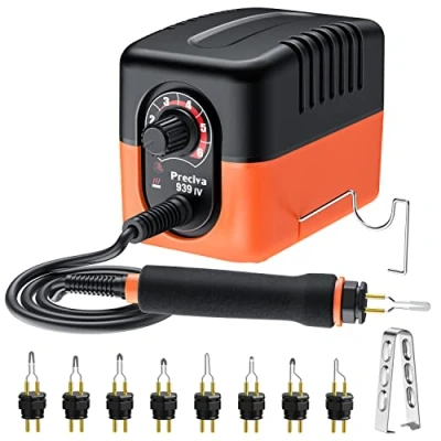 Immagine di Kit Pirografia Legno, Preciva Stazione di Ferro 23W con Temperatura Regolabile da 250C a 600 C 8 Teste Penna