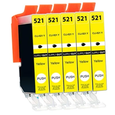 Immagine di 5 cartucce per stampanti con chip compatibile Canon CLI 521 Giallo Pixma IP3600 IP4600 IP4600X IP4700 MP540 MP550 MP560 MP620 MP630 MP640 MP640R MP980 MP990 MX860 MX870