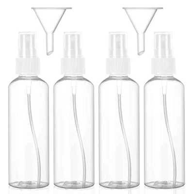Immagine di Hanyousheng 4 Pezzi 100ML Flaconi Spray, Bottiglie Plastica Trasparente Flacone Atomizzatore Riutilizzabile Bottiglie, per Liquido Viaggio Cosmetico, con 2 Piccolo Imbuto