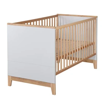 Immagine di roba Lettino Combinato &quot;Caro&quot;, 70 x 140 cm, Regolabile in Altezza, 3 Doghe, Trasformabile, Legno Naturale/Grigio Chiaro