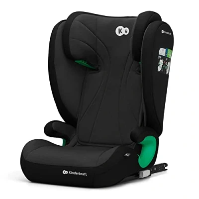 Immagine di Kinderkraft JUNIOR FIX2 I SIZE Seggiolino auto 15 36 kg, 100 150 cm, con Isofix, Poggiatesta regolabile, Sistemi di sicurezza, Leggero Facile da trasportare, Nero