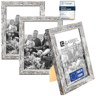 Immagine di CABBEL Set di 3 cornici DIN A5 15x21 cm in MDF con vetro acrilico infrangibile betulla.