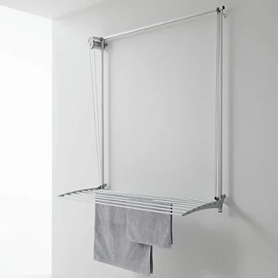 Immagine di foxydry Wall, Stendibiancheria stendino da parete, verticale, saliscendi in alluminio e acciaio (Grigio, 120)