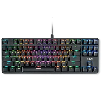 Immagine di DR1TECH [Amazon Exclusive] Raven Tastiera Meccanica TKL da Gaming RGB per PC [20 mln di Click] 87 Tasti Anti Ghosting USB Ergonomica con Filo