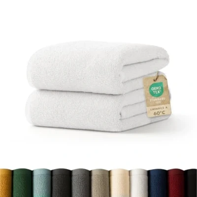 Immagine di Blumtal Asciugamani Bagno, Set Super Assorbenti, 100% Cotone Certificato Oeko Tex 100, 2 (50x100cm), Bianco