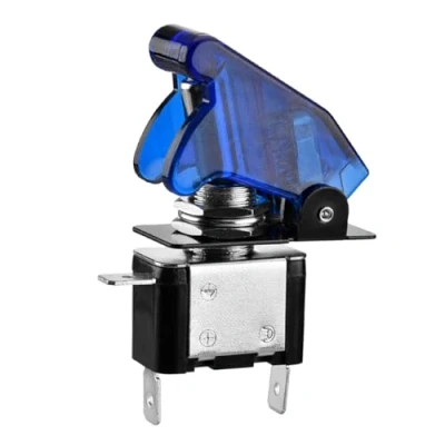 Immagine di Heschen Interruttore a levetta in metallo scatto, 12V 20A, SPST, ON/OFF 2 posizioni, 3 pin, con tappo impermeabile (blu chiaro)