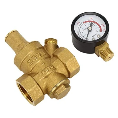 Immagine di Regolatore di Pressione Acqua, Fydun DN20 Regolabile Riduttore Ottone Acqua Rubinetto per La Casa Valvola Riduzione con Manometro