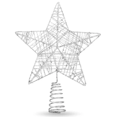 Immagine di punta per albero di Natale a forma stella, dell&#039;albero e Natale, (argento)