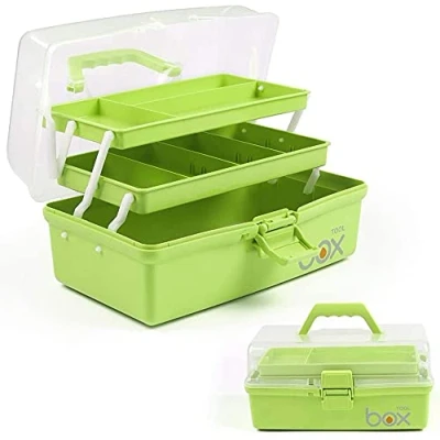 Immagine di Creahaus scatola portaoggetti multiuso da 30,5 cm, organizer, cassette degli attrezzi, valigetta per arti e bricolage, cucito, medica, cassetta di pronto soccorso(verde)