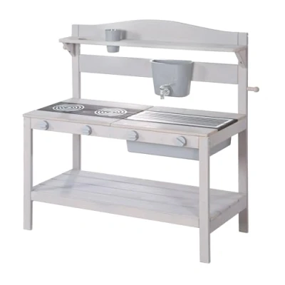 Immagine di roba Cucina Giocattolo da Esterno Giardino, Terrazza, Aria Aperta con Accessori Legno Certificato FSC Robusta e Resistente ale Intemperie Angoli Arrotondati dai 18 Mesi Grigio