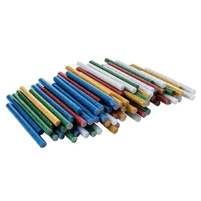 Immagine di Ideen mit Herz Cartucce universali per colla a caldo stick di piccole pistole Ø 7 mm 10 cm lunghezza 100 pezzi (5 colori con glitter argento,