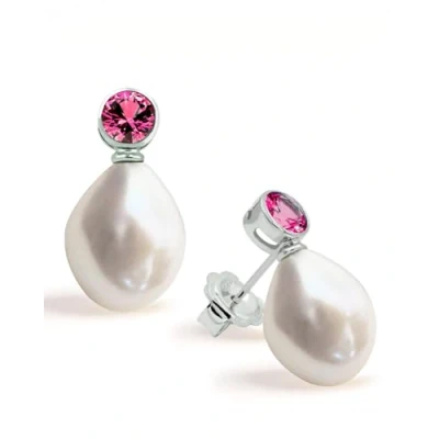 Immagine di Orecchini di Perle coltivate d&#039;acqua dolce Barocca o Grandi Ciondoli Zirconia Cubica SECRET &amp; You Design Me in argento sterling 925 con chiusura grande.